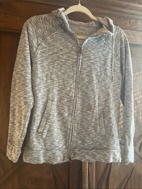 Carhartt Marled Gray Knit Hoodie with Logo Patch